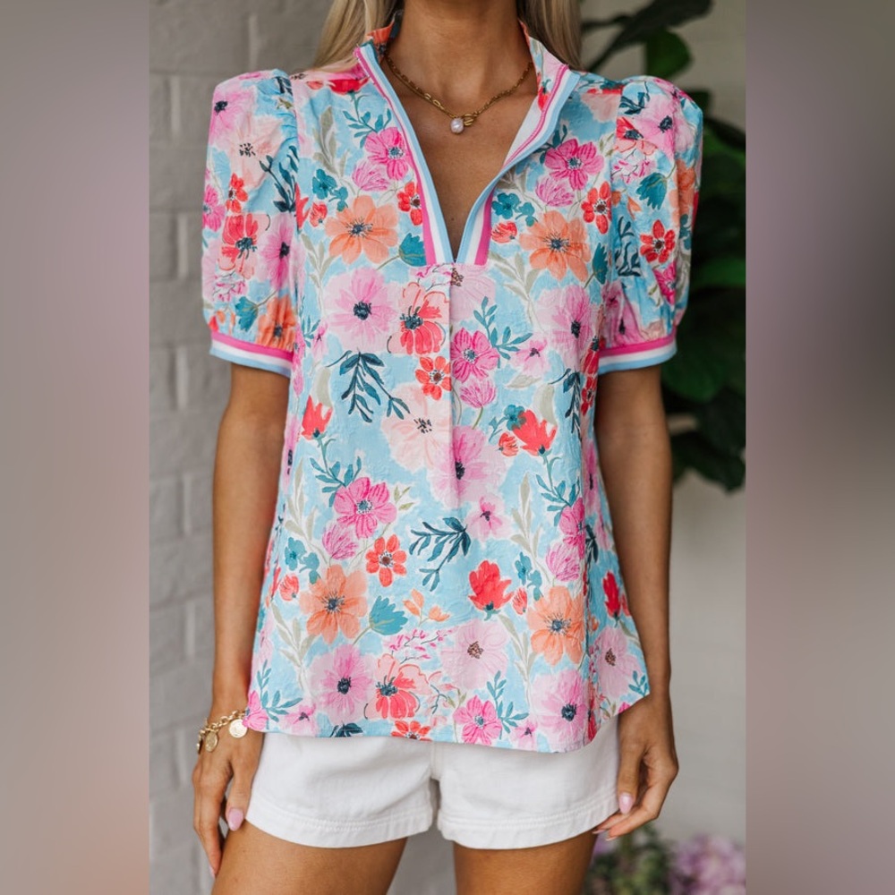 Umgee Pink Floral Blouse - Picture 3 of 11